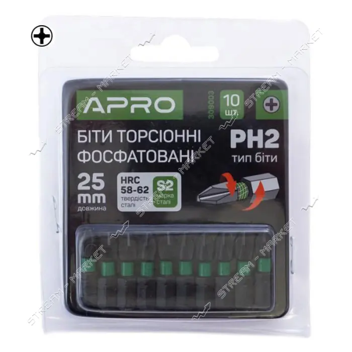Бита ударная торсионная Apro 309003 РН2x25мм 10шт