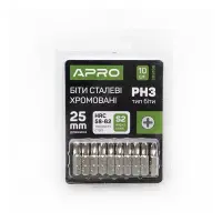 Бита Apro 309106 РН3x25мм 10шт хром                                                                 