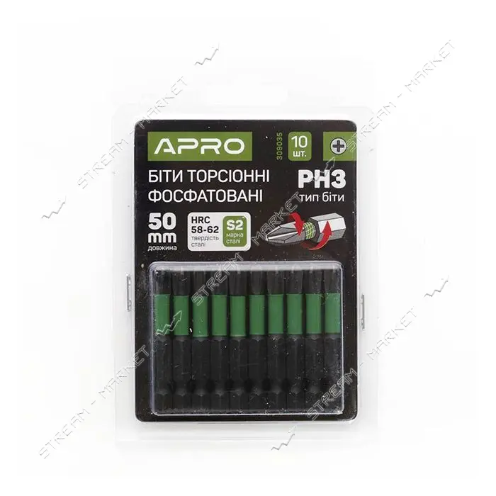Бита ударная торсионная Apro 309035 РН3x50мм 10шт                                                   
