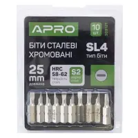 Бита Apro 309121 SL4x25мм 10шт хром                                                                 