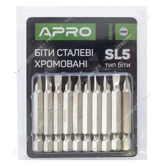 Бита Apro 309142 SL5x50мм 10шт хром                                                                 