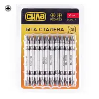 Бита 2-х сторонняя Сила 309277 РZ2-РZ2x65мм 10шт                                                    