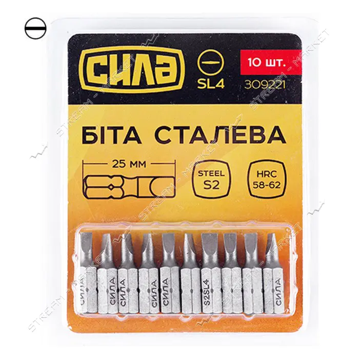 Бита Сила 309221 SL4x25мм 10шт                                                                      
