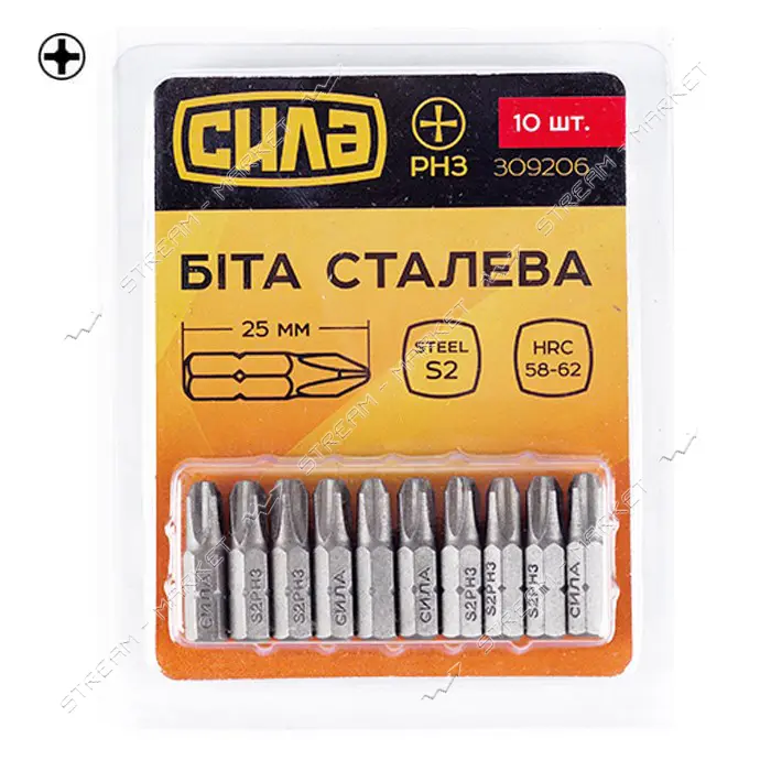 Бита Сила 309206 РН3x25мм 10шт                                                                      