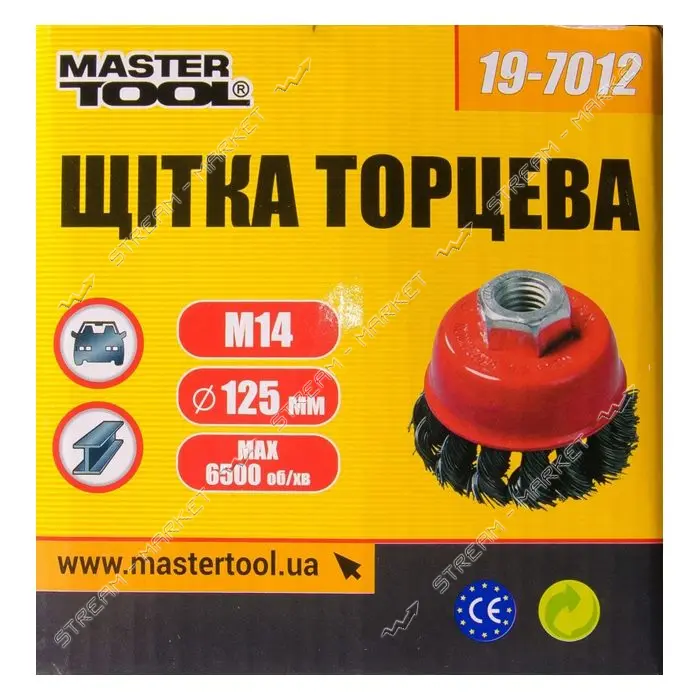 Щетка торцевая из плетеной проволоки Mastertool 19-7012 D125 М                                      