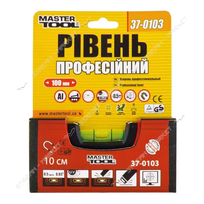 Уровень MasterTool 37-0103 10см 1 капсула 0.5мм/1м с магнитом