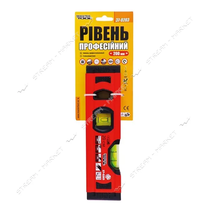 Уровень MasterTool 37-0203 20см 2 капсулы 0.5мм/1м