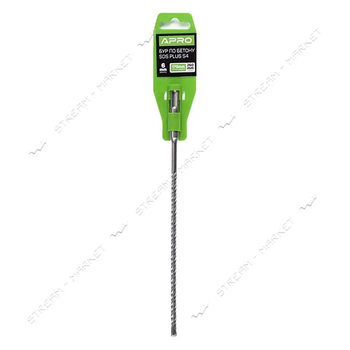 Бур по бетону Apro 815009 SDS Plus S4 6х260 мм
