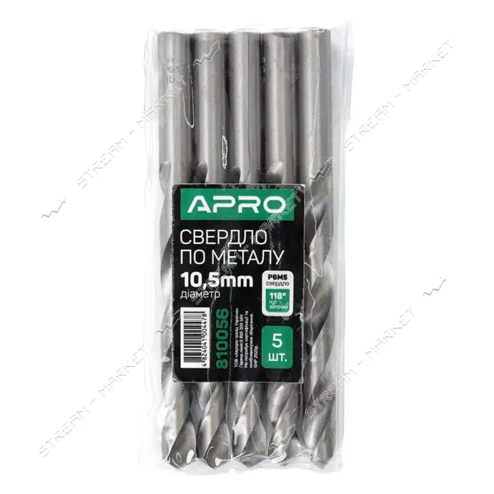 Сверло по металлу Apro 810056 Р6М5 10.5мм