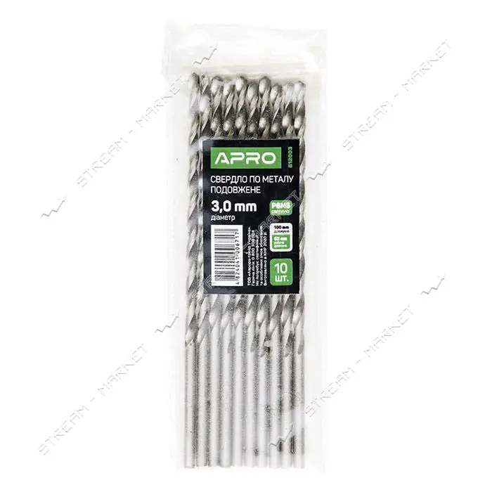 Сверло по металлу Apro 812003 Р6М5 удлиненное 3.0мм