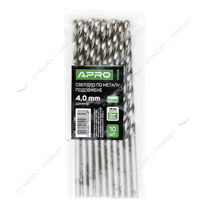 Сверло по металлу Apro 812006 Р6М5 удлиненное 4.0мм
