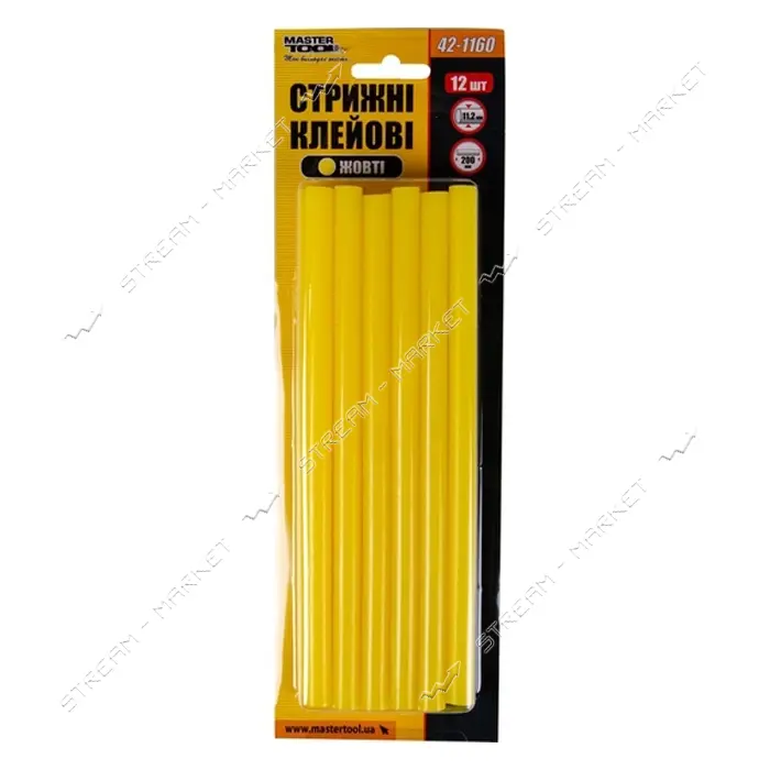Стержни клеевые Master-Tool 42-1160 11.2x200мм 12шт желтые                                          