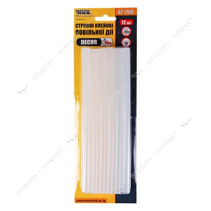 Стержни клеевые Master-Tool 42-1166 11.2x200мм 12шт медленного действия DECOR                       