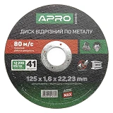 Диск отрезной по металлу Apro 829020 Профи 125х1.6мм зеленый