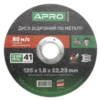 Диск отрезной по металлу Apro 829020 Профи 125х1.6мм зеленый                                        