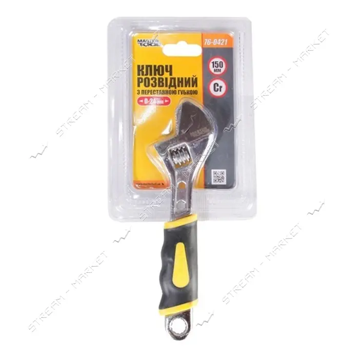 Ключ разводной Master-Tool 76-0421 150мм 0-24мм с двухкомпонентной ручкой переставная губка