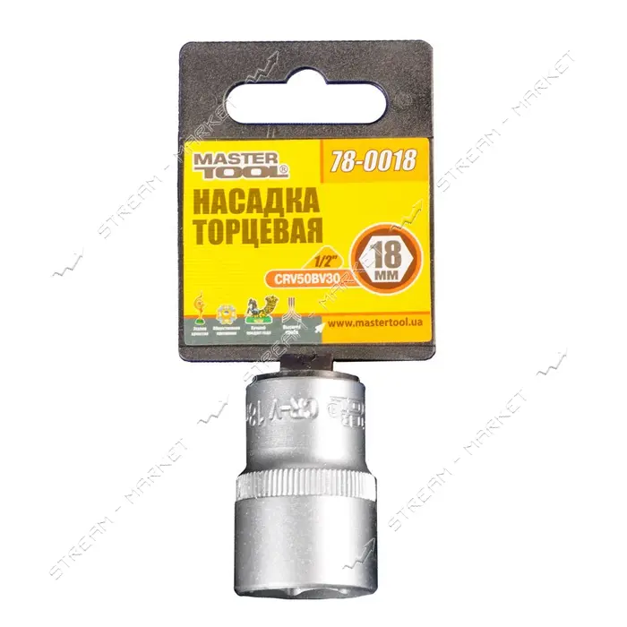 Насадка торцевая Master-Tool 78-0018 6-гранная 1/2" 18мм CRV                                        