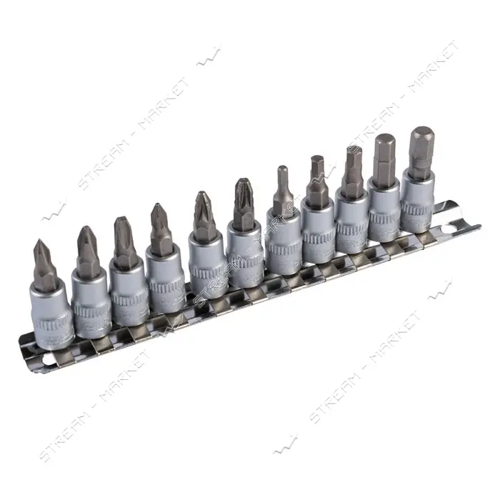 Набор насадок отверточных Master-Tool 78-1401 CRV 1/4" PH1 2 3 PZ1 2 3 H3 4 5 6 7 11шт