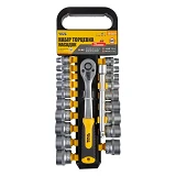 Набор насадок торцевых Master-Tool 78-3821 CRV 3/8" 6-24мм удлинитель 150мм трещотка 72Т 21шт       