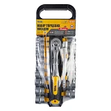 Набор насадок торцевых Master-Tool 78-3821 CRV 3/8" 6-24мм удлинитель 150мм трещотка 72Т 21шт       