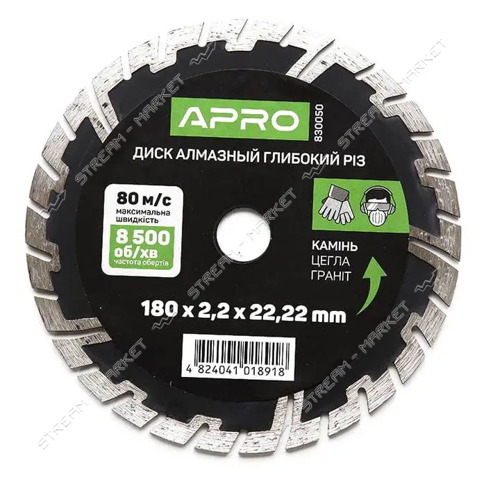 Круг по бетону Apro 830050 Глубокий Рез 180х2.2мм 22-24%
