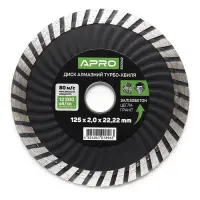 Круг по бетону Apro 830042 Турбо-Волна 125х2.0мм 22-24%                                             