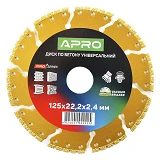 Диск по бетону Apro Pro 830740 универсальный перфорированный сегмент 125х22.2х2.4мм