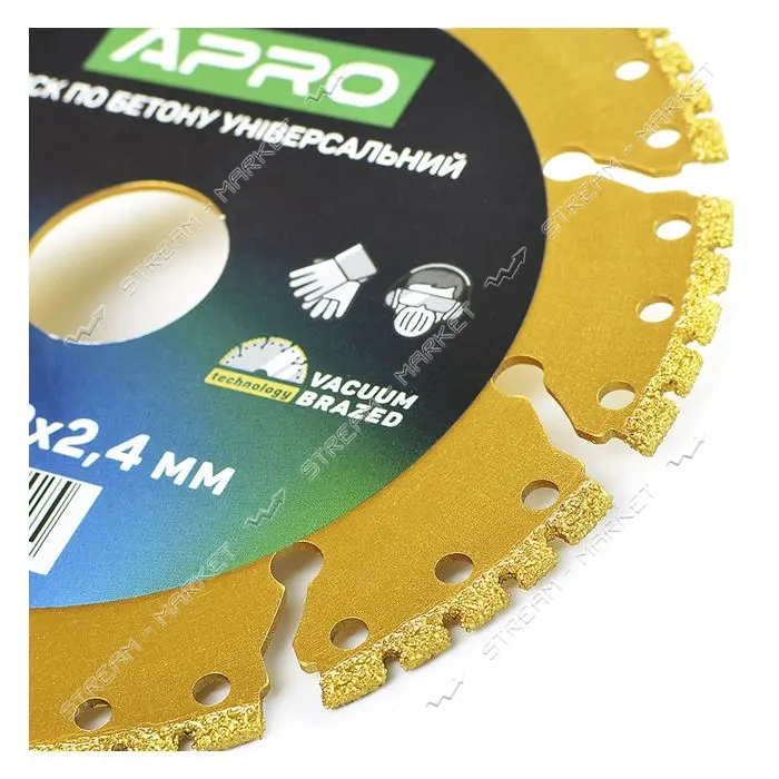 Диск по бетону Apro Pro 830740 универсальный перфорированный сегмент 125х22.2х2.4мм