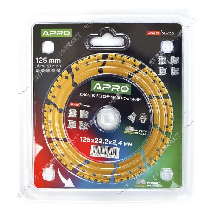 Диск по бетону Apro Pro 830740 универсальный перфорированный сегмент 125х22.2х2.4мм