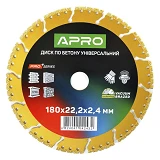 Диск по бетону Apro Pro 830741 универсальный перфорированный сегмент 180х22.2х2.4мм