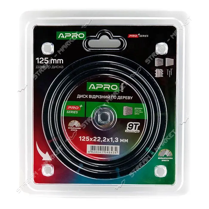 Диск отрезной по дереву Apro 830078 с вольфрамовой крошкой 125х1.3х22.2мм                           