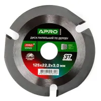 Диск пильный по дереву Apro 830098 с твердосплавными напайками 125х22.2мм 3Т                        