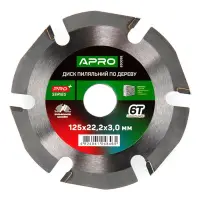 Диск пильный по дереву Apro 830099 с твердосплавными напайками 125х22.2мм 6Т                        