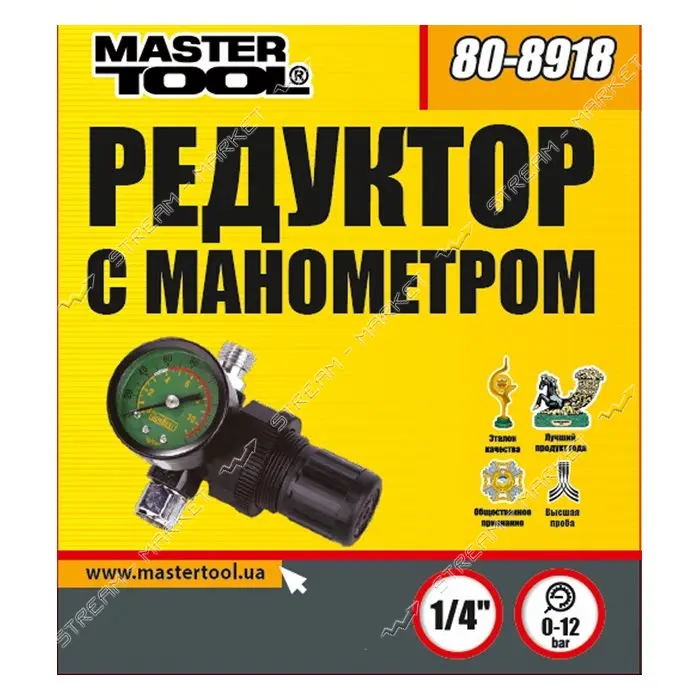 Редуктор с манометром для краскопульта Master-Tool 80-8918 0-12 бар 1/4"