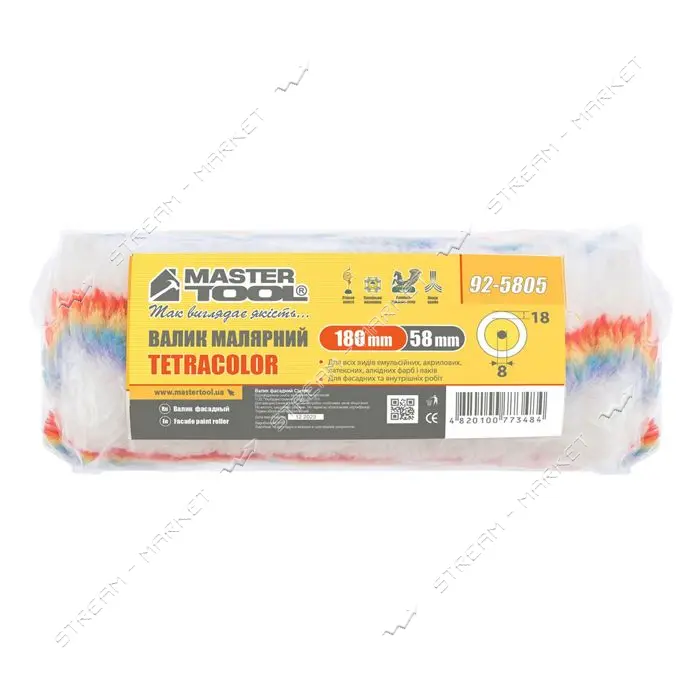 Валик Master-Tool 92-5805 Тетраколор фасадный 58/180/18мм d8мм