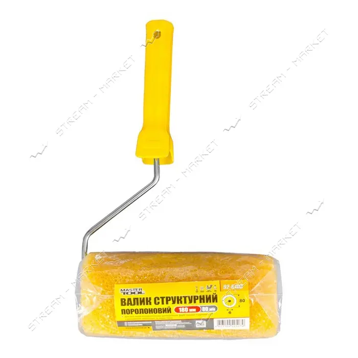 Валик структурный поролоновый Master-Tool 92-6103 80/180мм  d6мм с ручкой                           
