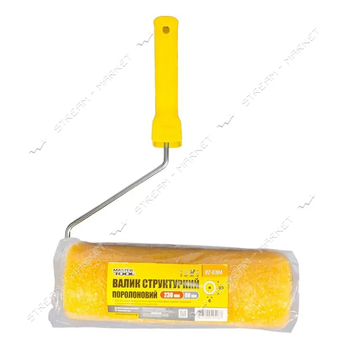 Валик структурный поролоновый Master-Tool 92-6104 80/230мм d6мм с ручкой