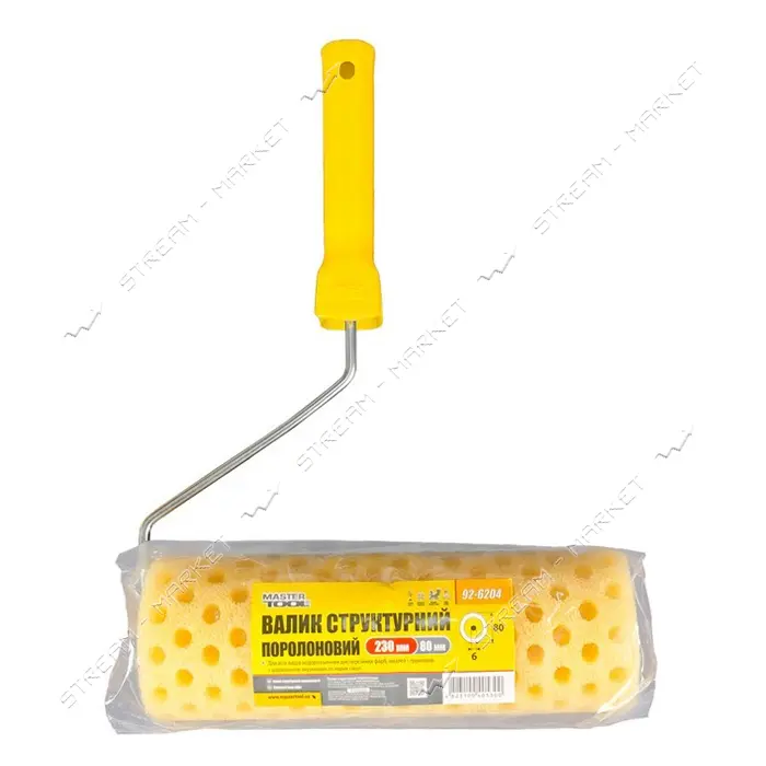 Валик структурный поролоновый горошек Master-Tool 92-6204 80/230мм d6мм с ручкой                    