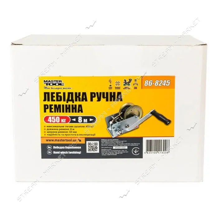 Лебедка барабанная Master-Tool 86-8245 ремень 454кг ремень 8м                                       