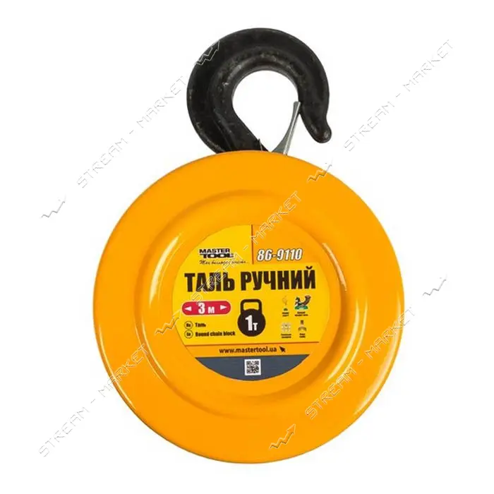 Таль ручная Master-Tool 86-9110 1т длина цепи 3м круглый блок                                       