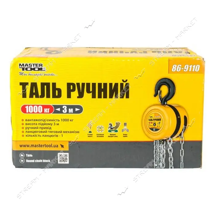 Таль ручная Master-Tool 86-9110 1т длина цепи 3м круглый блок                                       