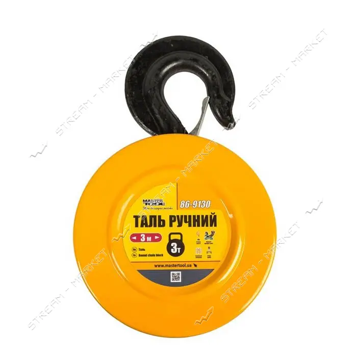 Таль ручная Master-Tool 86-9130 3т длина цепи 3м круглый блок