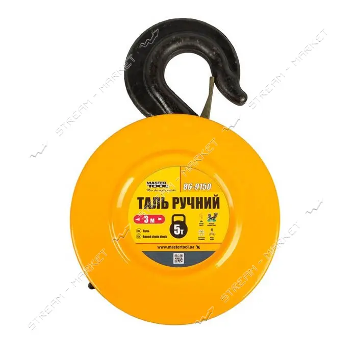 Таль ручная Master-Tool 86-9150 5т длина цепи 3м круглый блок                                       
