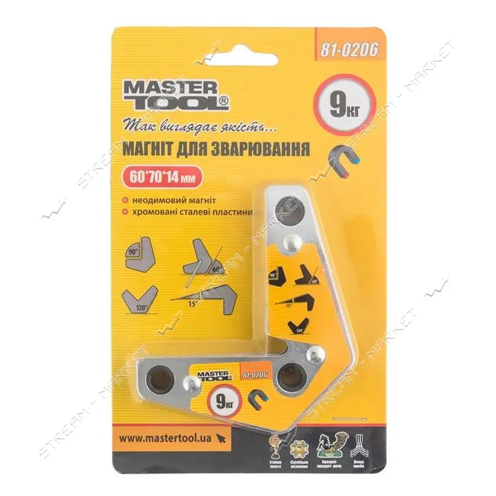 Магнит для сварки MasterTool 81-0206 угловой 9кг 15/60/90/120 неодимовый магнит