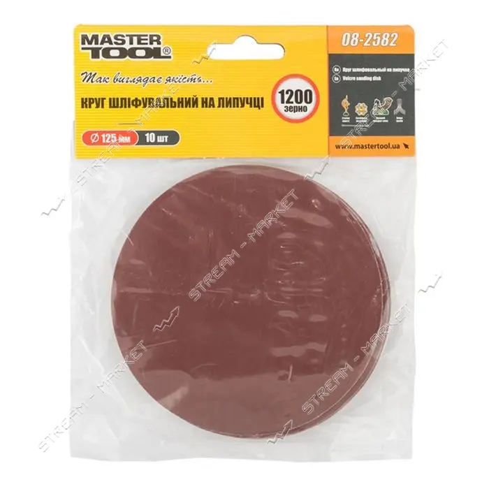 Круг шлифовальный MasterTool 08-2582 на липучке 125мм зерно 1200 10шт