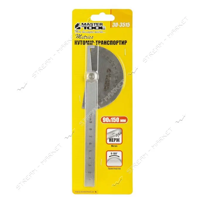 Угломер-транспортир MasterTool 30-3515 с линейкой 150х90мм