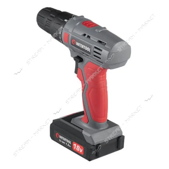 Дрель-шуруповерт аккумуляторная Intertool DT-0315 18В 1 аккумулятор Li-ion 1.3Ач 17 Нм 0-700 об     