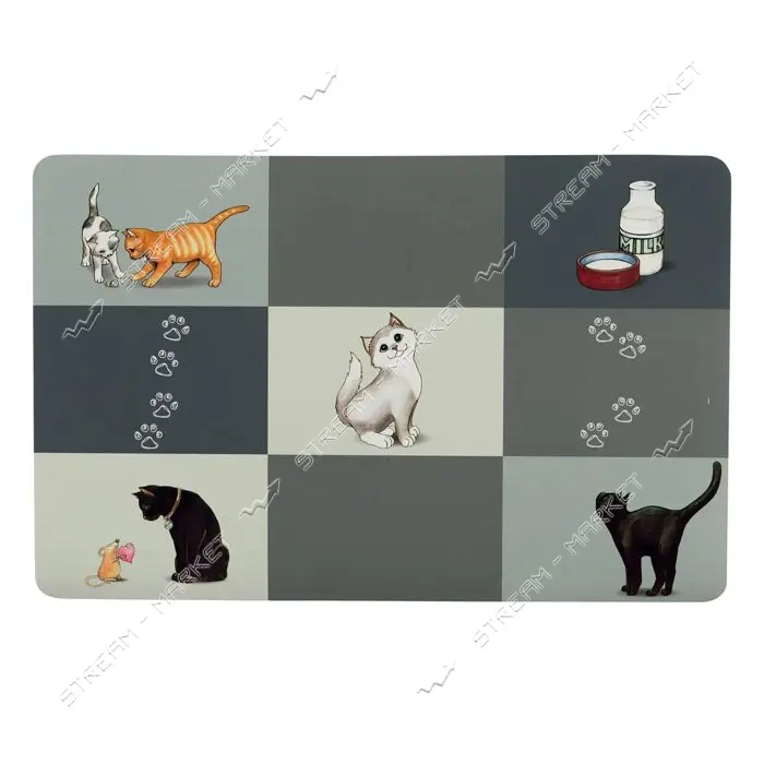 Коврик под миски для котов Trixie Patchwork 44x28см серый                                           
