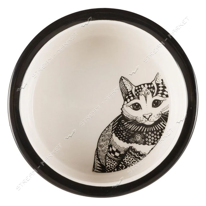 Миска для котов Trixie Zentangle 0.3л 12см белая керамика                                           