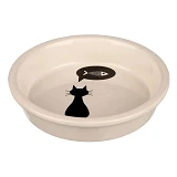 Миска для котов Trixie 0.25л 13см белая керамика с черной кошкой                                    